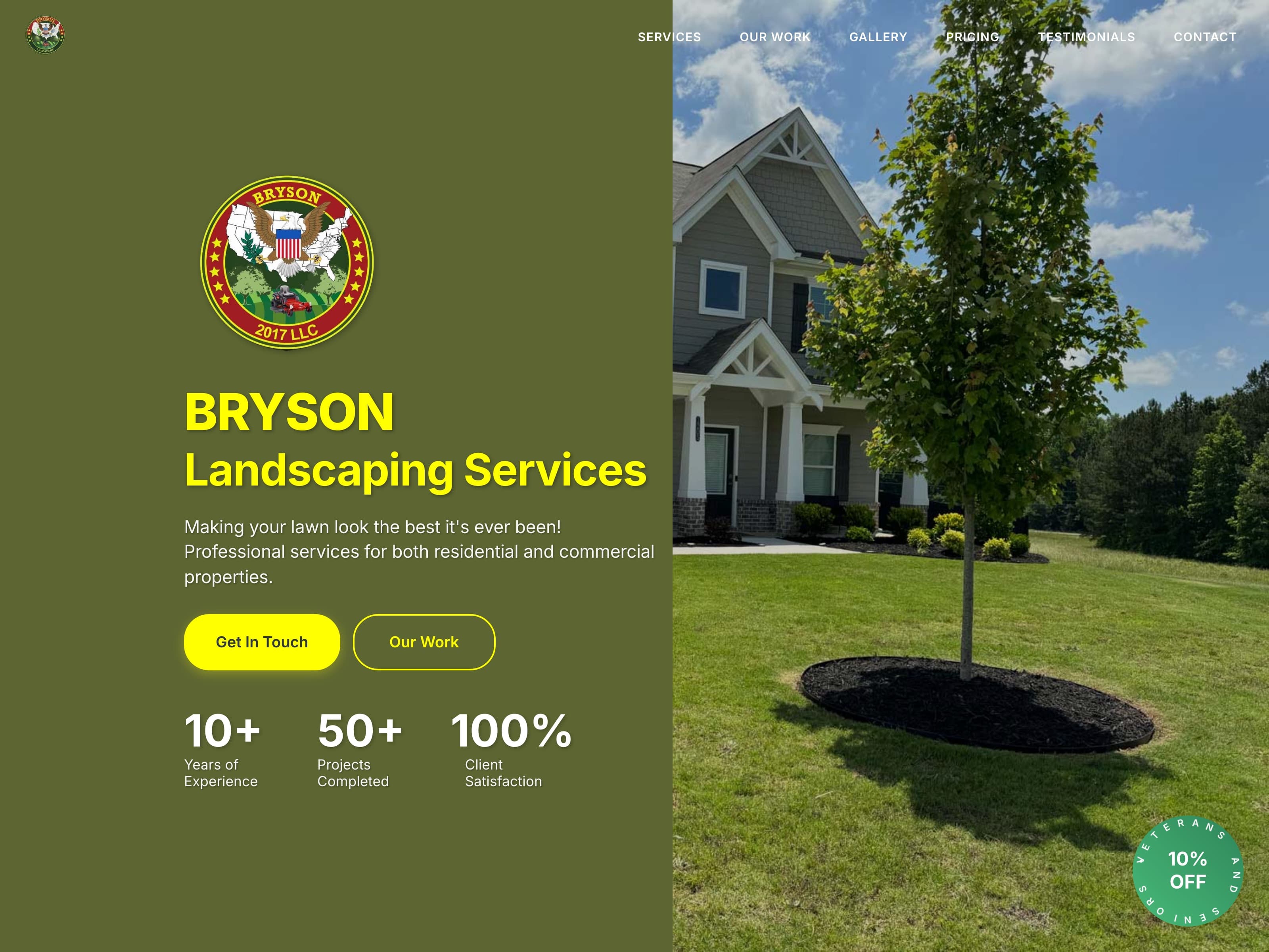 Bryson Landscaping — live website screenshot
