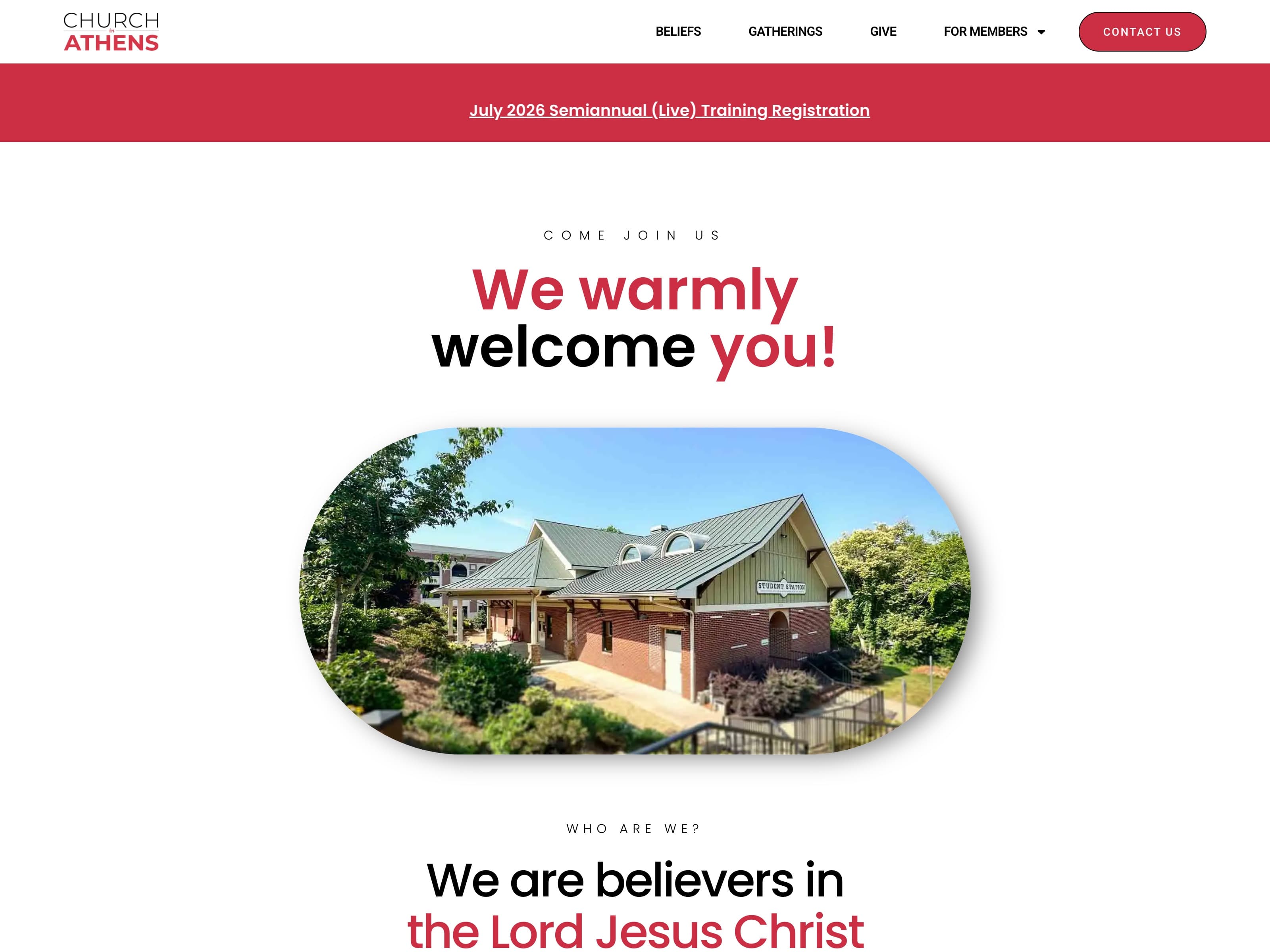 Church in Athens — live website screenshot