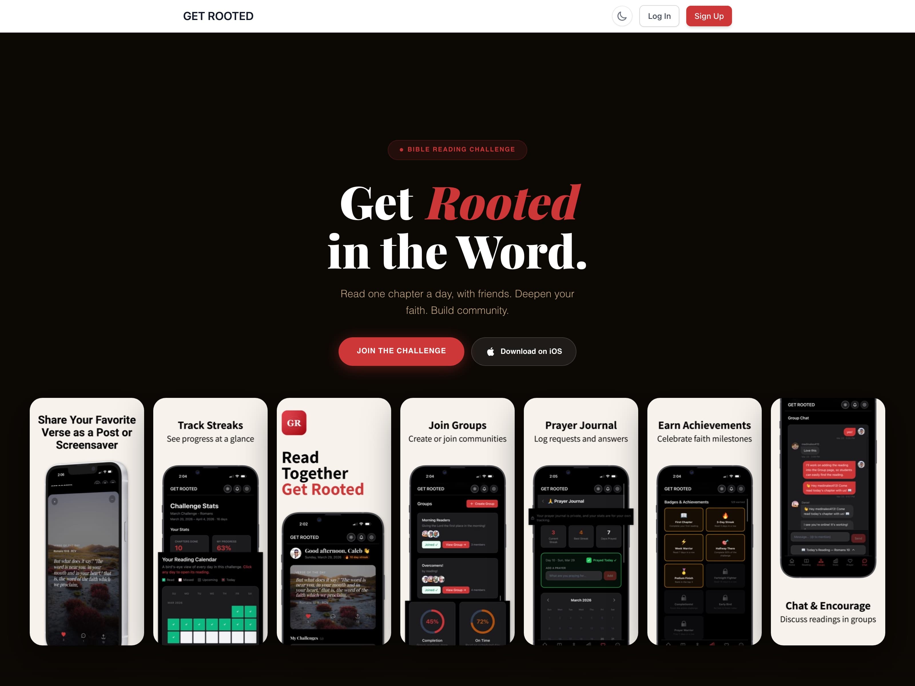 Get Rooted Challenge — live website screenshot