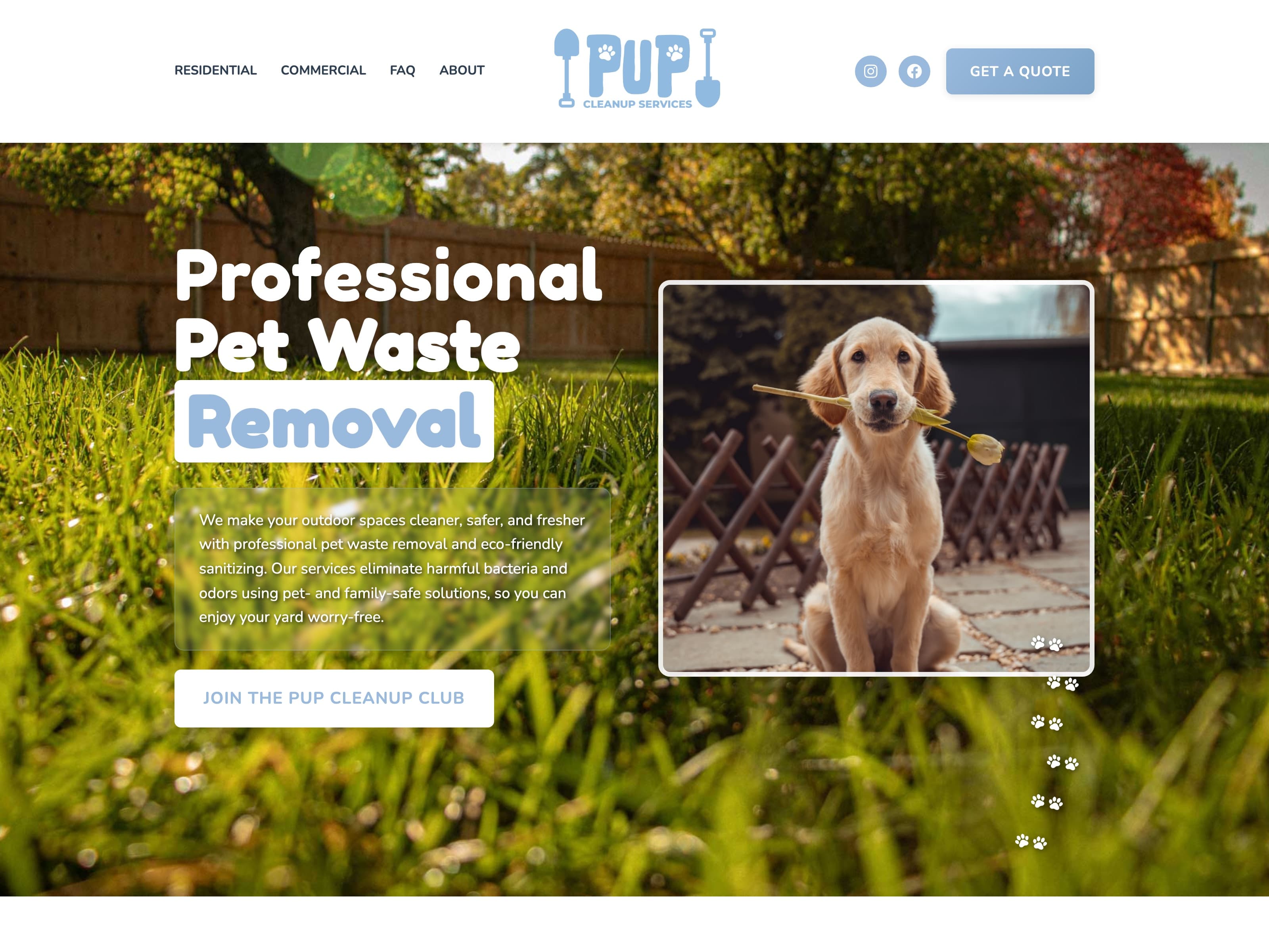 PUP Cleanup Services — live website screenshot