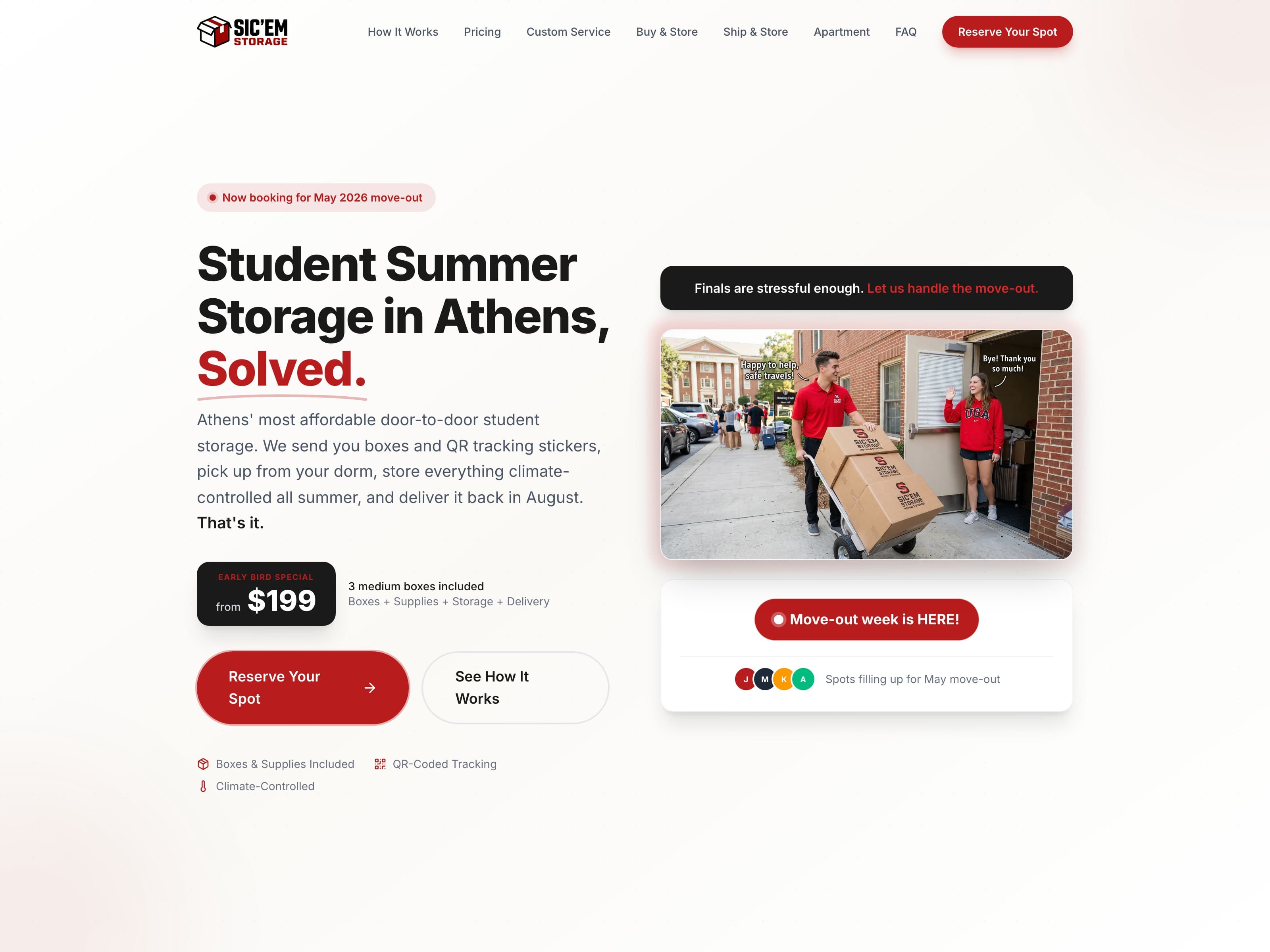 Sic'em Storage — live website screenshot