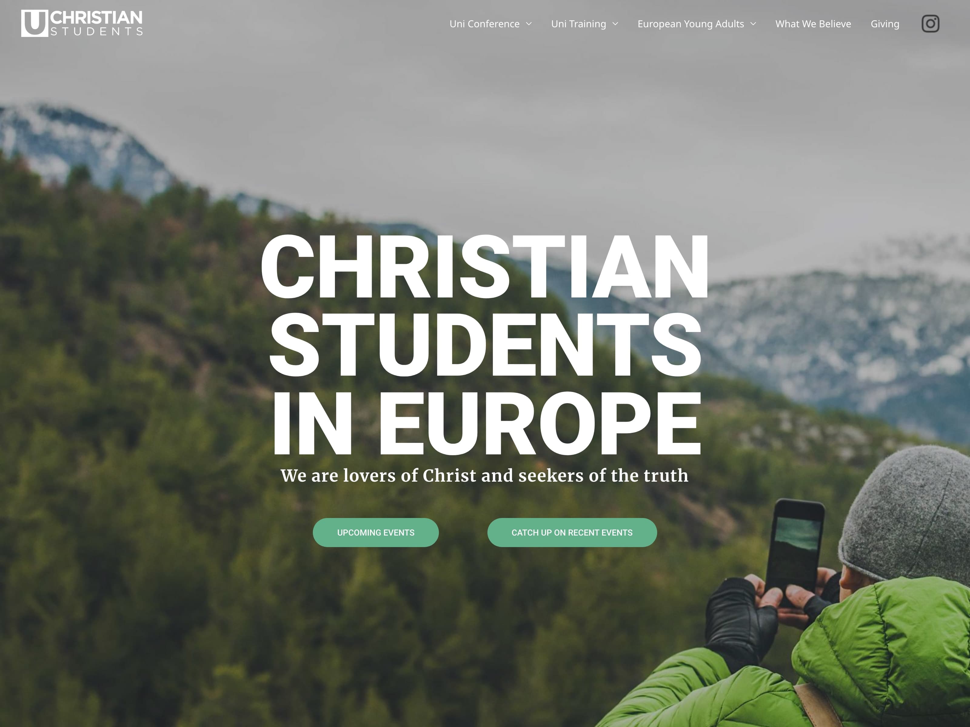Christian Students in Europe — live website screenshot